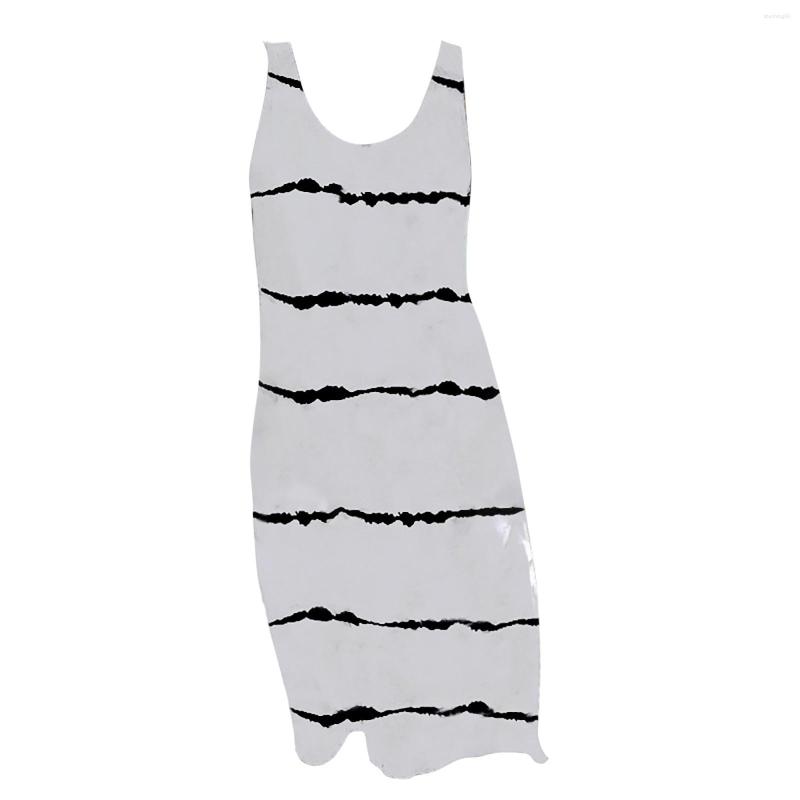 

Casual Dresses Summer Women's Round Neck Printed Striped Pocket Vest Dress T Shirt For Women Business, Blue