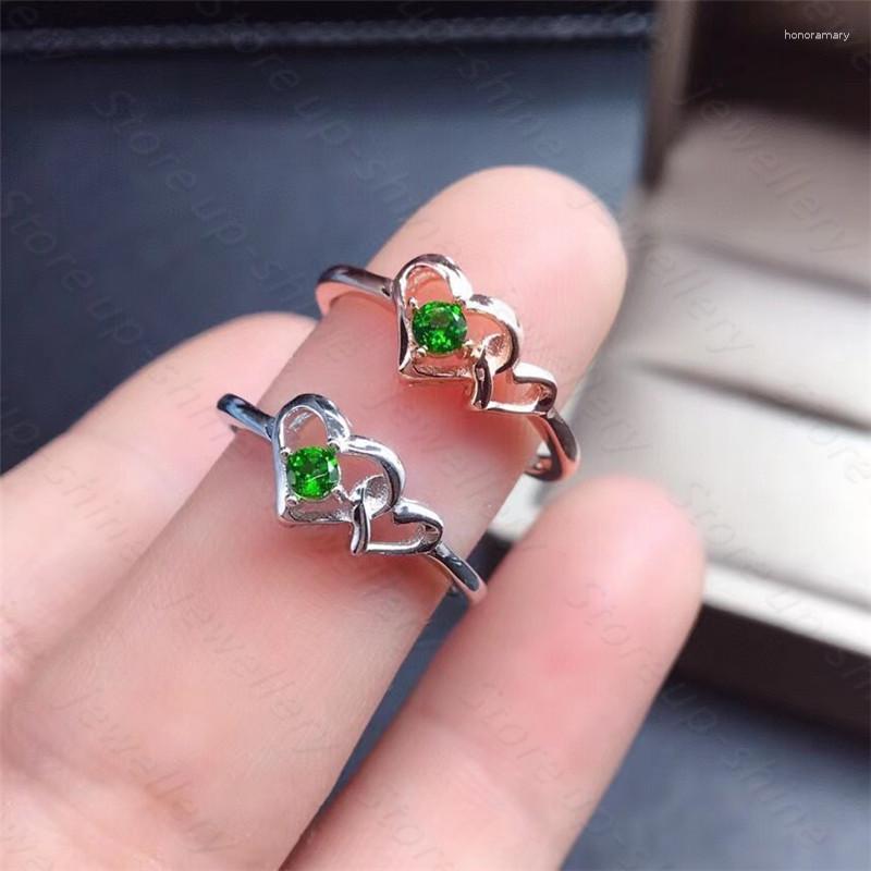 

Cluster Rings Natural Diopside Ring 925 Silver Women's Fresh And Cute Style Sweet