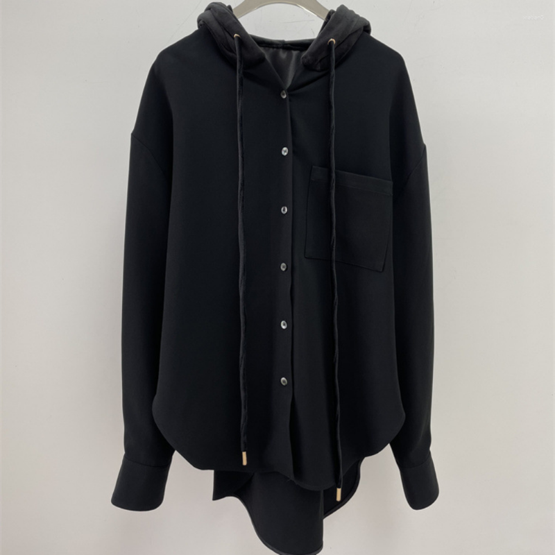 

Women' Jackets Early Spring Style Black Personality Trendy Hooded Design Top Coat For Women