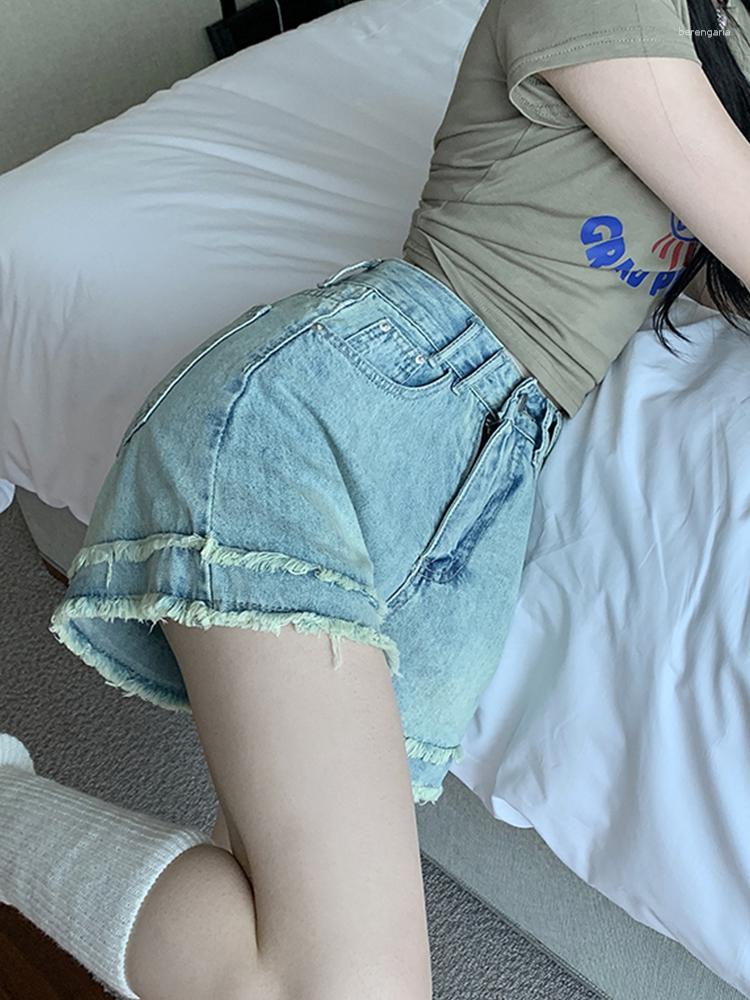 

Women' Jeans Summer Women Korean Fashion Vintage Denim Pants Loose Wash Classical Shorts Y2k Streetwear Tide 90s A-line Gyaru Kpop, Light blue