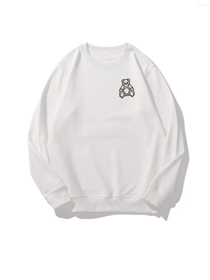 

Men's T Shirts Sweatshirt Heavyweight Crew Neck Pullover Winter Casual With Small Robert Bear Print Graphic, White