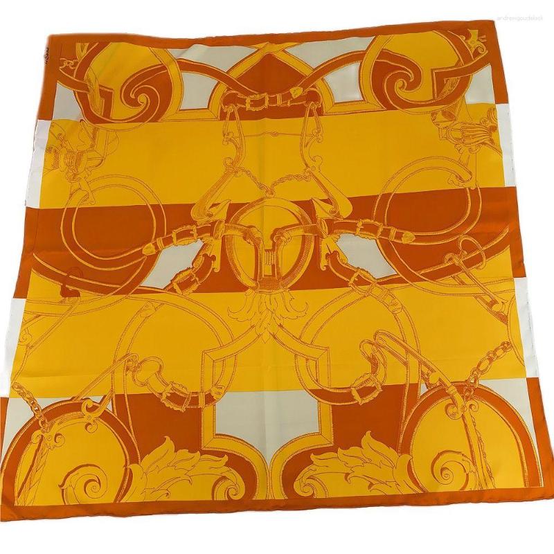 

Scarves 90cm Foulard Twill Silk Square Scarf Belt Printed Women Shawl Brand Hijab Handmade Curled Head For Lady Four Seasons