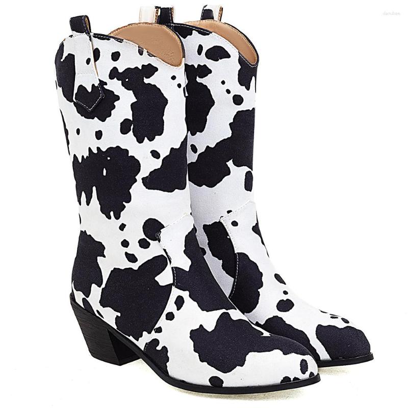 

Boots AOSPHIRAYLIAN Vintage Cowboy For Women Fashion 2023 Cow Pattern Spotted Women's Cowgirl Retro Western Woman Shoes, Black