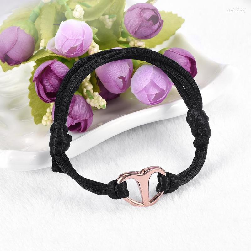 

Bangle CJB5020 Black Rope With Heart Charms Handmade Cremation Urn Bracelets Urns Pendant Keepsake Rose Gold Bracelet