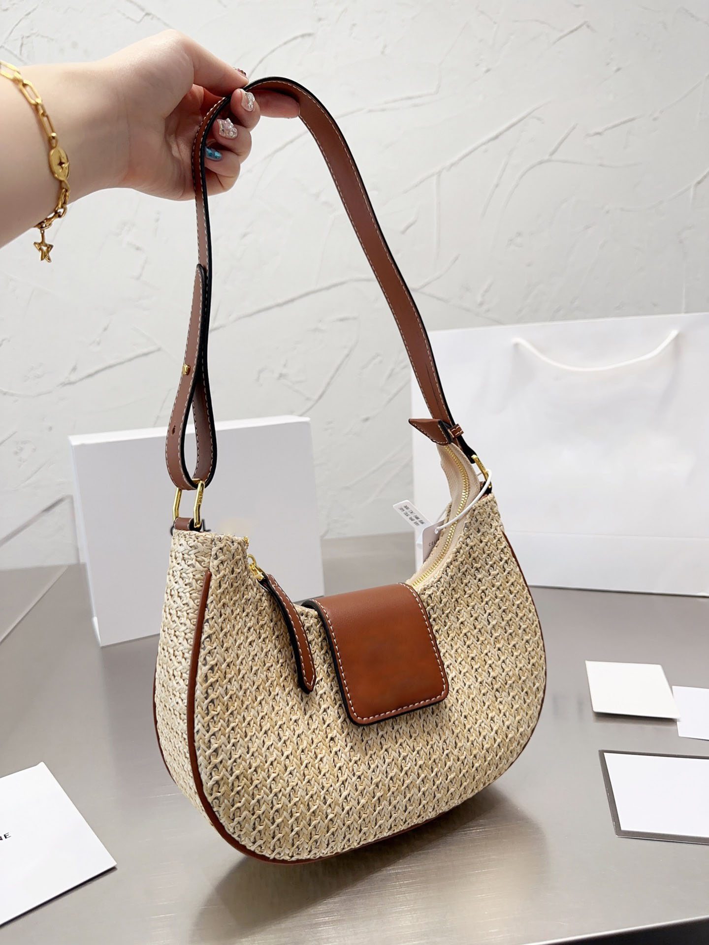 

Handbag Designer Bag Women Single Retro Shoulder Underarm Fashion bags Woman Straw lady tote handbags crossbody Luxury Bags, 1#162125#size:24cm