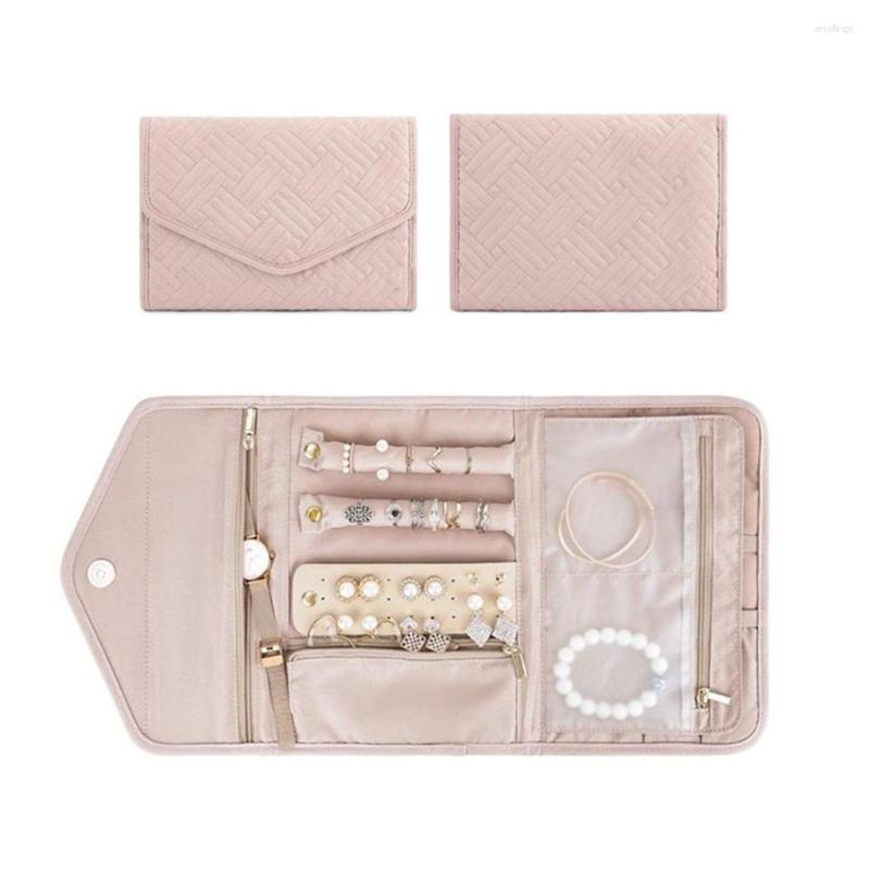 

Jewelry Pouches Travel Organizer Roll Foldable Case For Journey-Rings Necklaces Multi Functional Jewerly Storage Bag Box