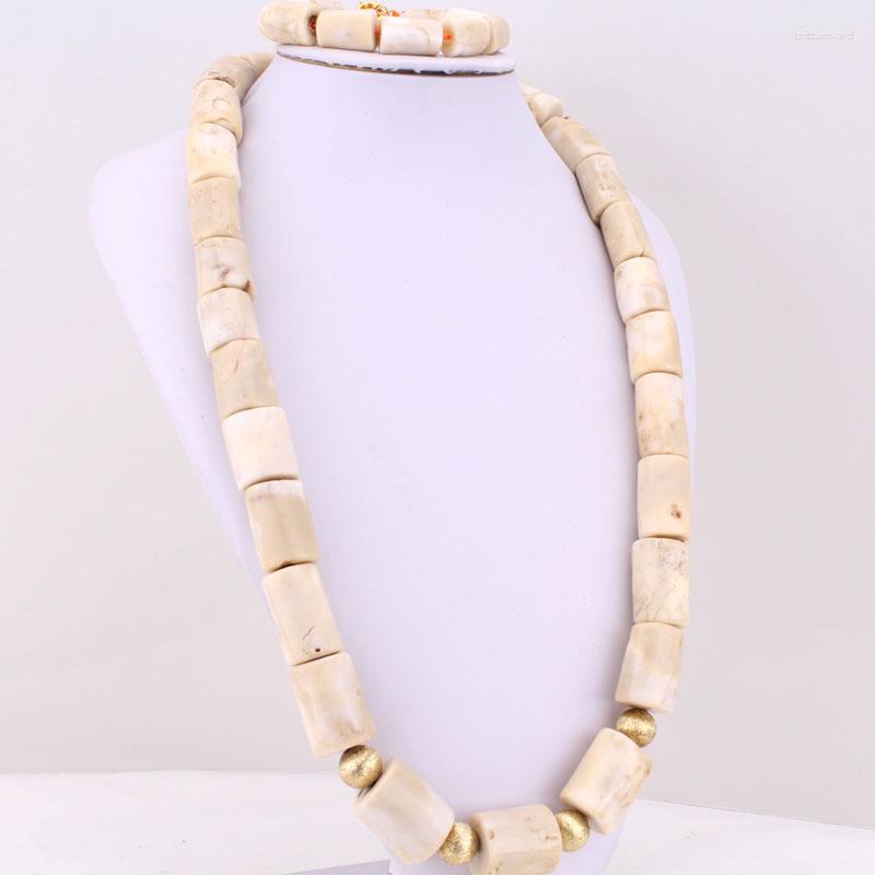 

Necklace Earrings Set Dudo 33 Inches African Beads Jewelry For Men White Original Coral Jewellery Dubai, Picture shown