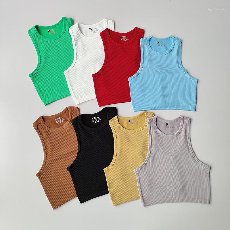 

Active Shirts Women Yoga Vest Gym Sports Crop Tops Seamless Streetwear Rib-Knit Fitness Running Workout Bra Tank Top Female Without Pad, Black