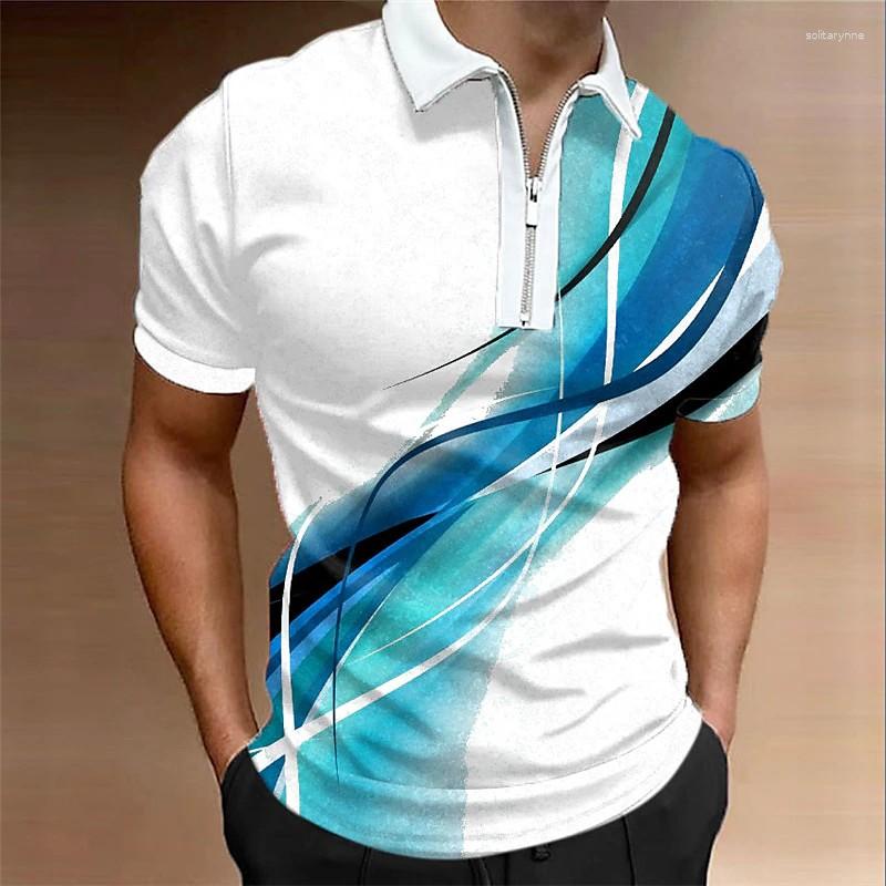 

Men' Polos 2023 Summer Men' Shirt Linear Fold 3d Printing Casual Daily Short Sleeve Zipper Fashion Designer Breathable, Polo-er6