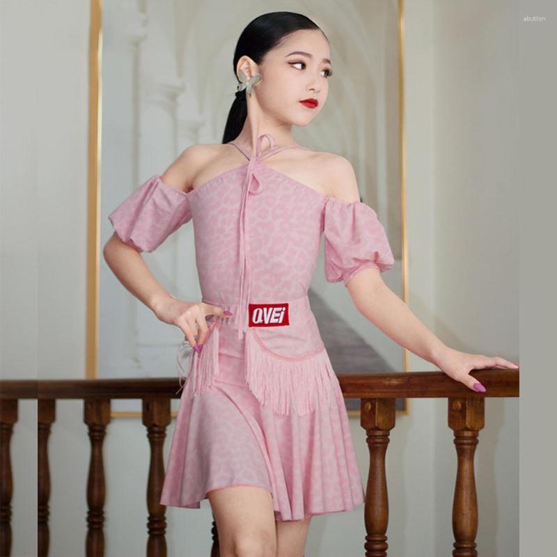 

Stage Wear NY10 2188 2185 Bare Shoulder Tops Lotus Skirt Kids Latin Dance Dress For Girl Competition Ballroom Dancing Costume, 001