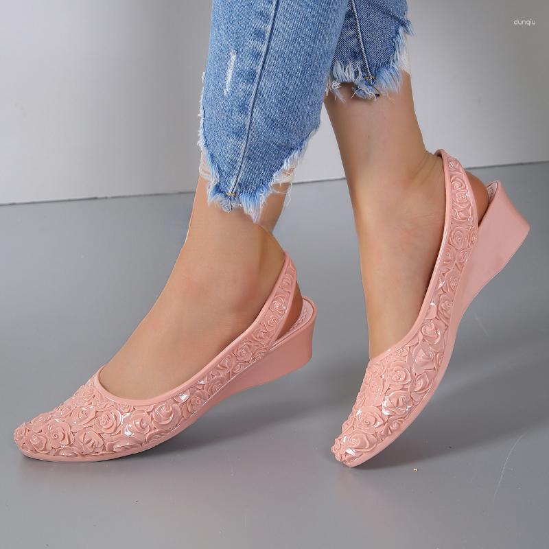 

Sandals Women's Baotou 2023 Summer Fashion Pointed Shallow Wedge Heel Anti Slip Durable Casual Beach Shoes, Pink