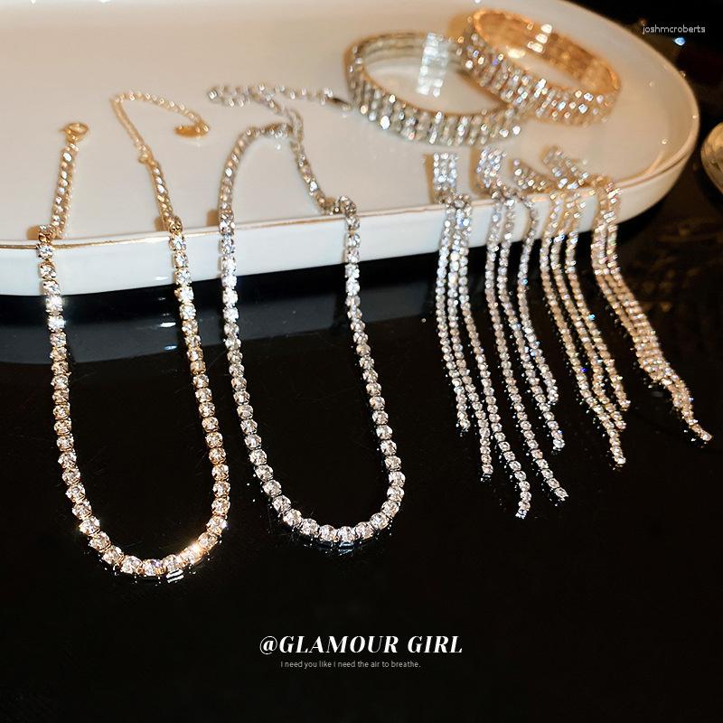 

Dangle Earrings Tassel Necklace Bracelet Three Piece Set High-end European And American Style Niche