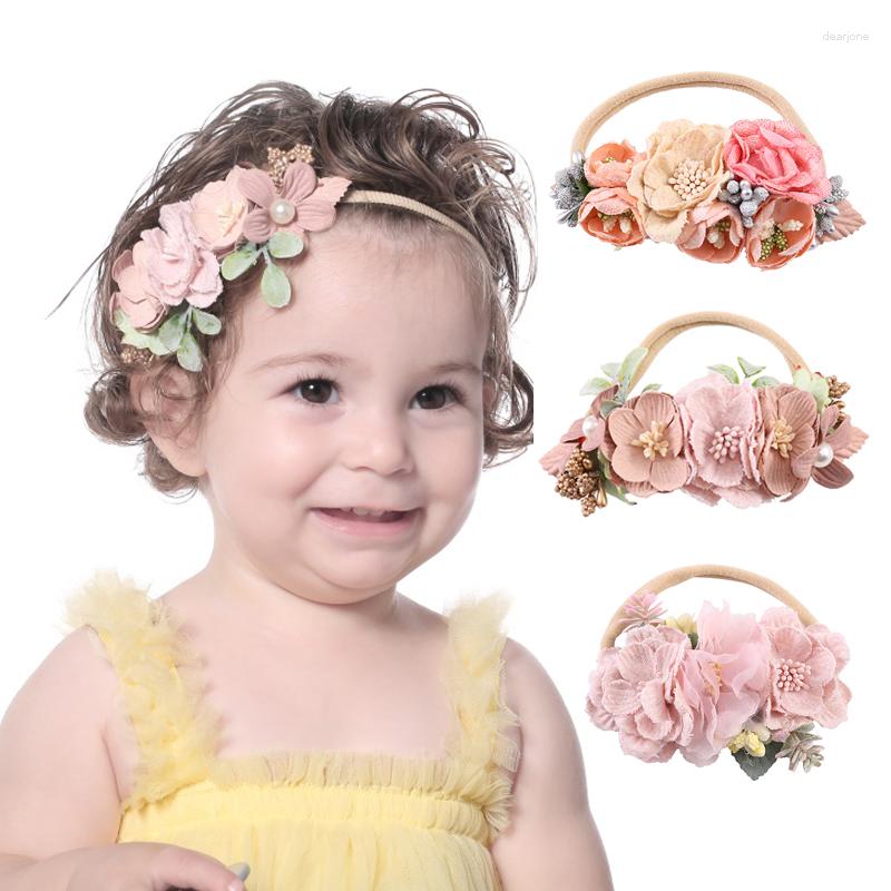 

Hair Accessories 10pc/lot Born Baby Pearl Flower Nylon Headband Girls Artificial Elastic Hairbands Toddler Kids, Picture shown