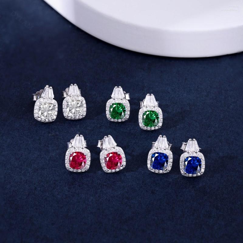 

Stud Earrings Genuine 925 Sterling Silver For Women Round 5mm Zirconia Baguette Gemstone Wedding Fashion Gift Fine Jewelry