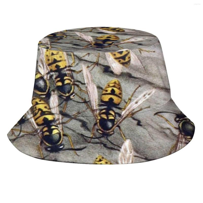 

Berets Common " Vespula Vulgaris ( Also Called European ) . Pattern Design Printed Travel Bucket Hats Luggnagg Yellow, Black mask