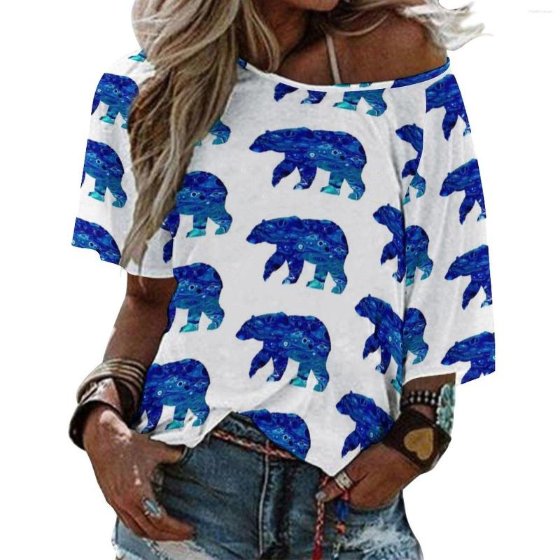

Women' T Shirts Polar Bear Ruffle Short Sleeve T-Shirt V Neck Pattern Cute Tops Casual Tee Art, Nt