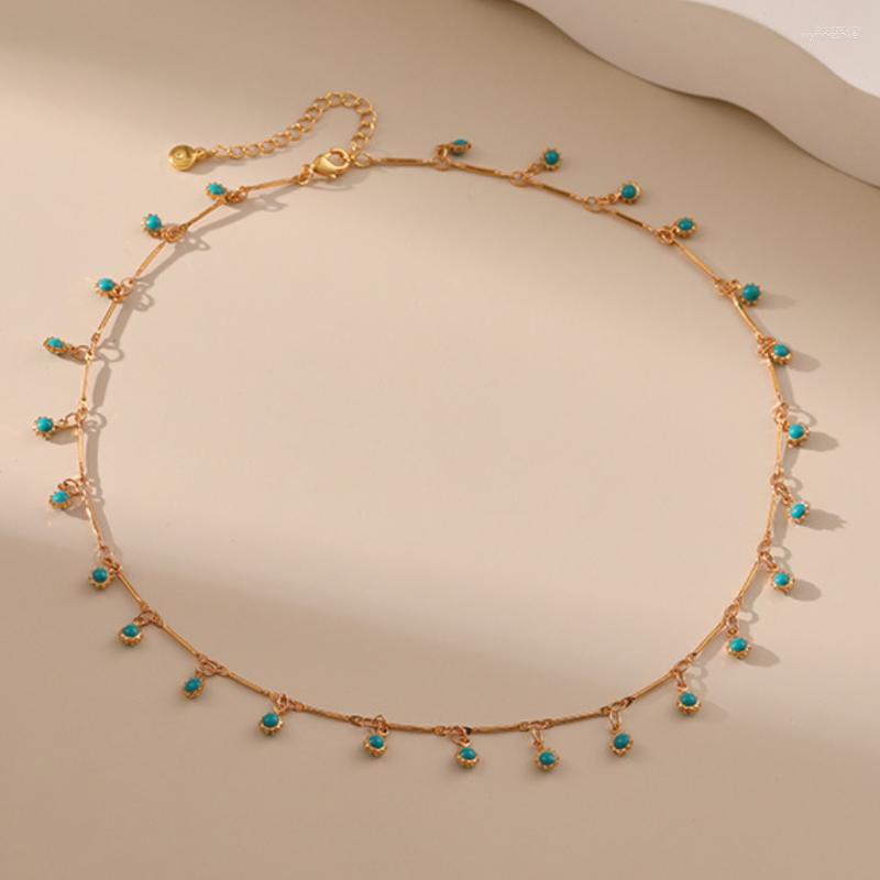 

Chains MKOPSZ Style Blue Oil Dripping Small Sun Pendant Necklaces For Women Ins Fashion Gold Color Clavicle Chain Necklace Jewelry