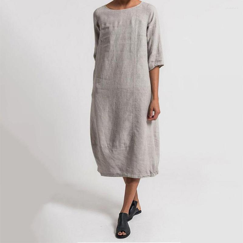 

Casual Dresses Big Size Summer For Women Half Sleeve O Neck Solid Clothing Dress, Navy
