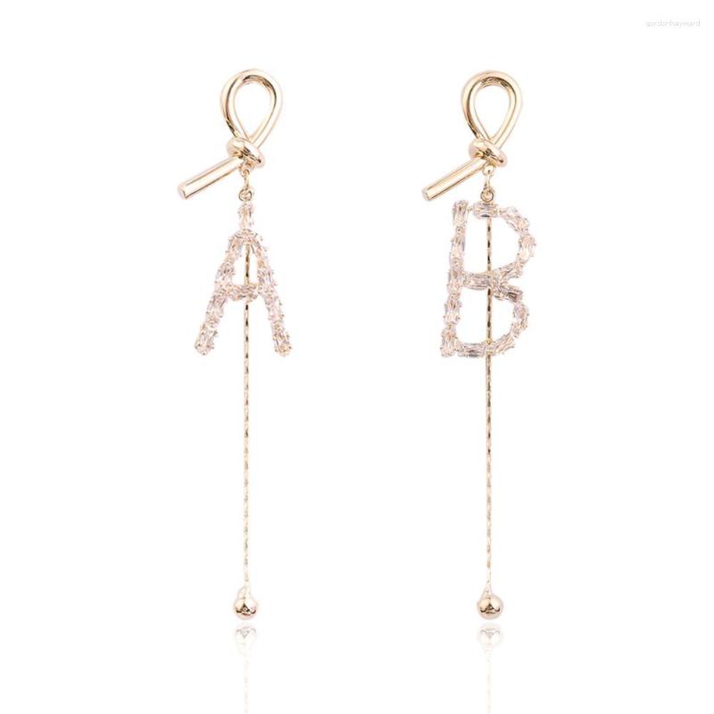 

Dangle Earrings Crystal Zircon English Letters A B Geometric Drop Earring For Women Brincos Gold Color Vintage Irregular Korean Jewelry