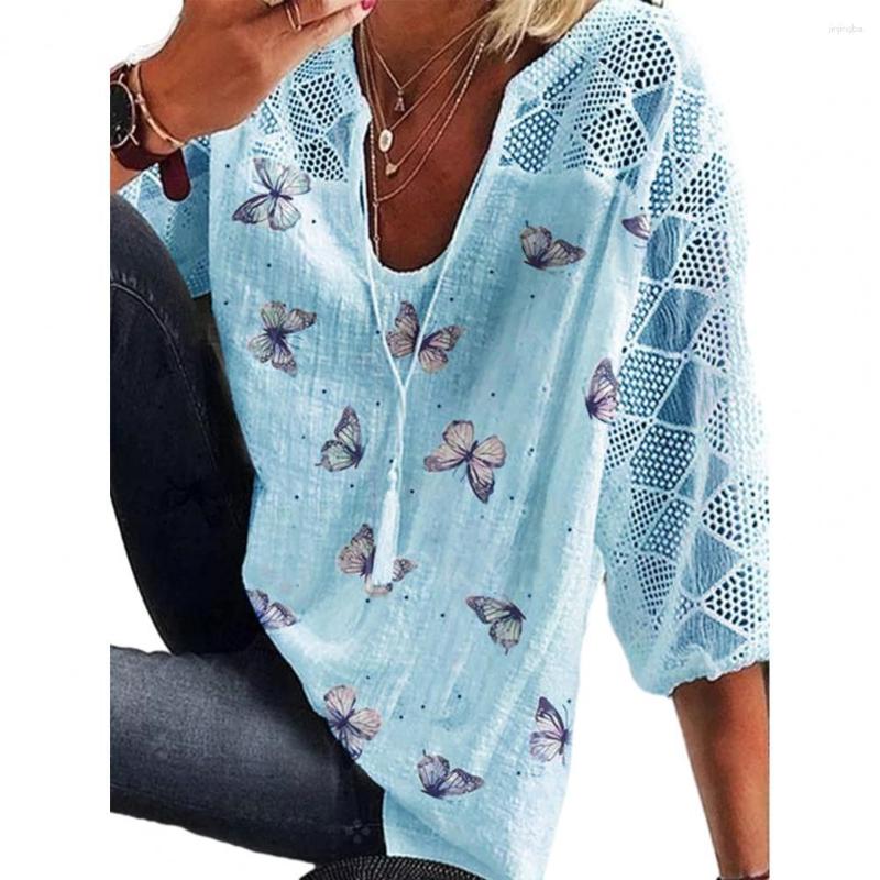 

Women's Blouses Daily Wear Thin Soft Lady Summer T-shirt Women Garment, Blue