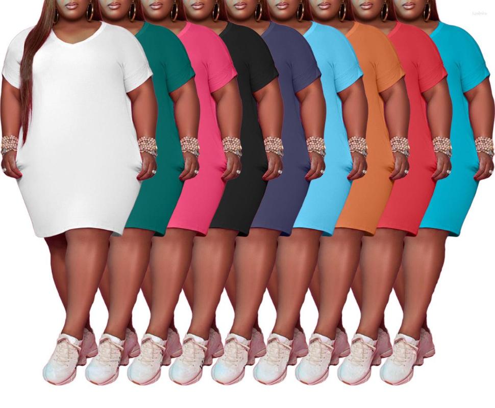 

Casual Dresses Women's Short Sleeve Solid Color Loose Dress Fashion Clothing Female Summer Party, Light grey