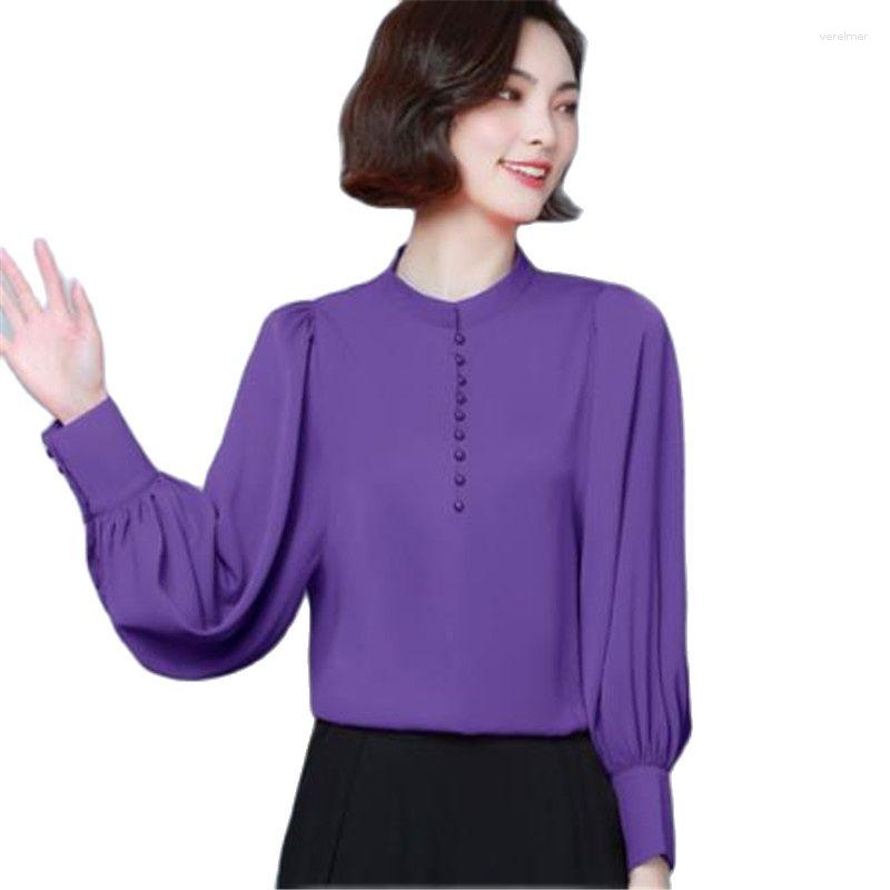 

Women's Blouses 2023 Women Button Red Sweet Elegant Fashion Chic Street Shirts Casual Loose Long Sleeve Ladies Tops Clothing A1197, Purple
