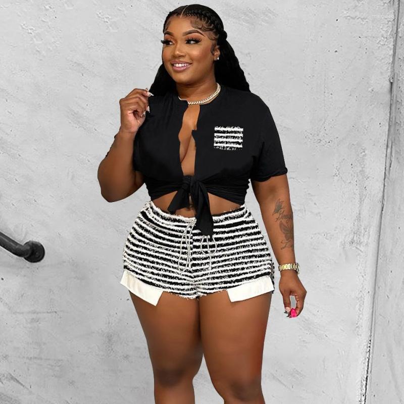 

Ethnic Clothing 2023 Summer Fashion Solid Color Casual Pleated Sling Two Piece Homewear Suit Sexy Lady V-neck Top And Shorts Outfit African