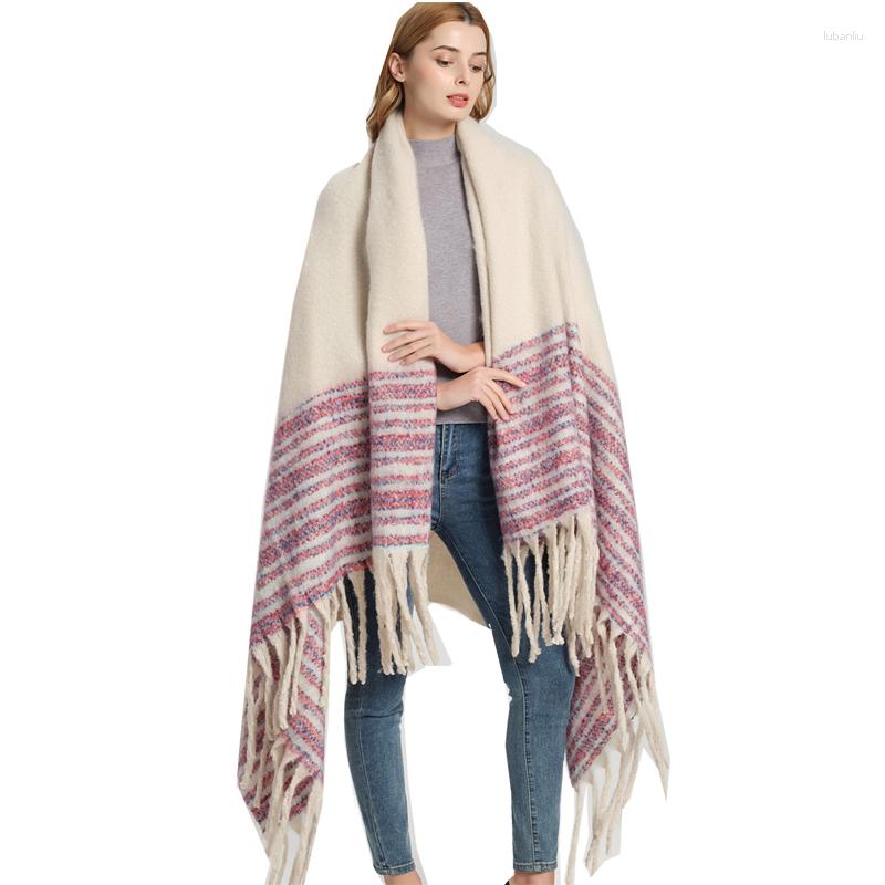 

Scarves Winter Scarf Women Cashmere Warm Pashmina Patchwork Foulard Female Wraps Thick Soft Bufanda Tassel Shawl Long Blanket