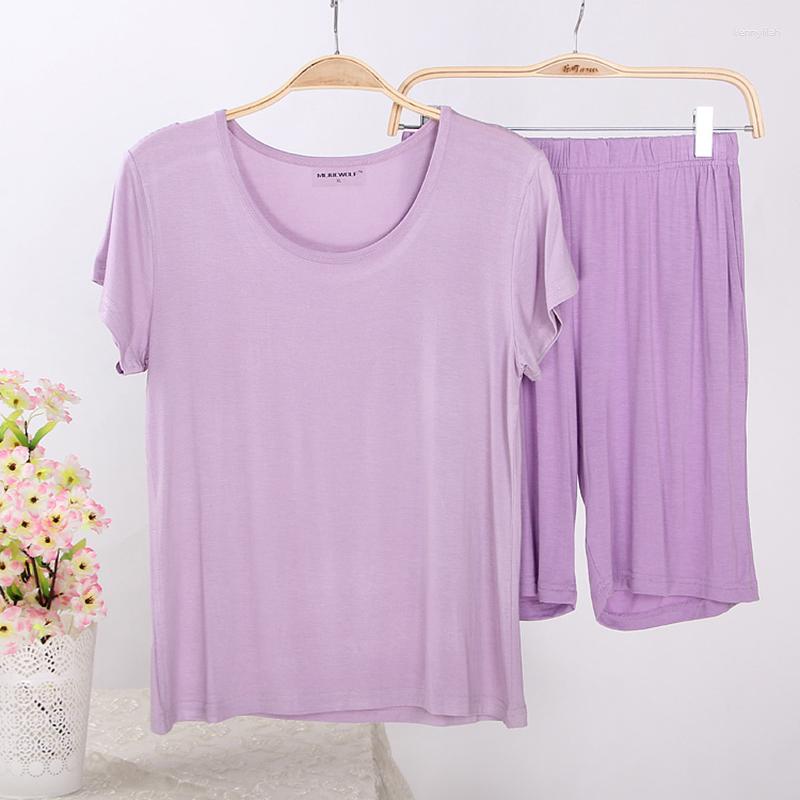 

Women's Sleepwear Plus Size 3XL Women Pajamas Set Summer Modal Pijamas Suit Loose Casual Short Sleeve Shorts Sleep Elastic Waist Home Wear, Black