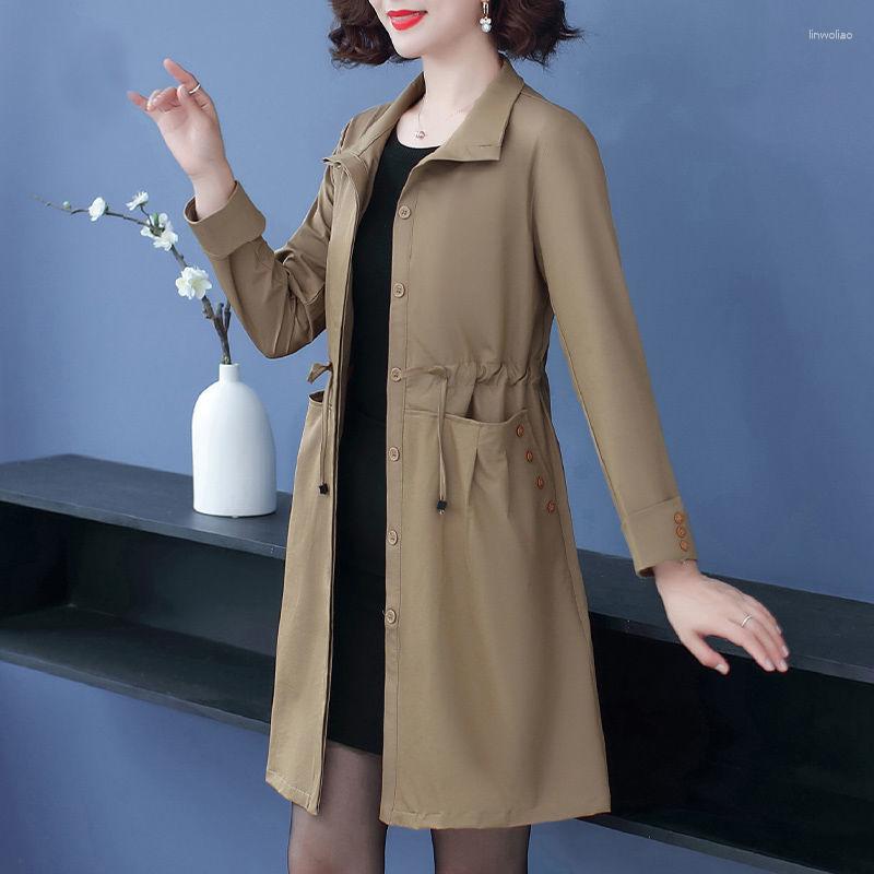 

Women's Jackets Cardigan Coat Female Spring Temperament Solid Style Middle And Old Age Women Fashionable Windbreaker Medium Jacket, Blue