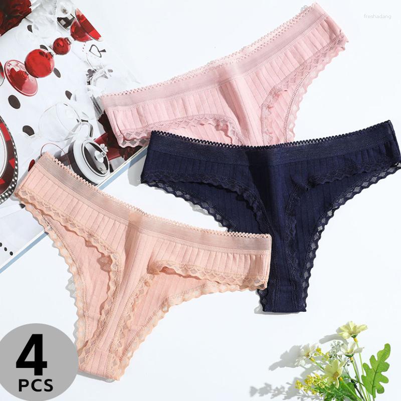 

Women's Panties 4PCS/Set Sexy G-String Women's Temptation Lace Female Underwear Low-Rise Seamless Threaded Lady Thongs Fitness Lingerie, Set 28