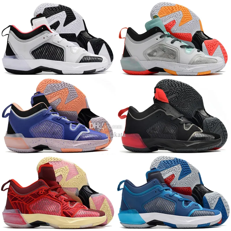 

Jumpman 37 Low Basketball Shoes Team Red Fraternity Royal Blue Lift UP Black White Cements 37s XXXVII Bred Till Dawn Womens Mens Sports Sneakers Tennis Size 36-46, As photo 8