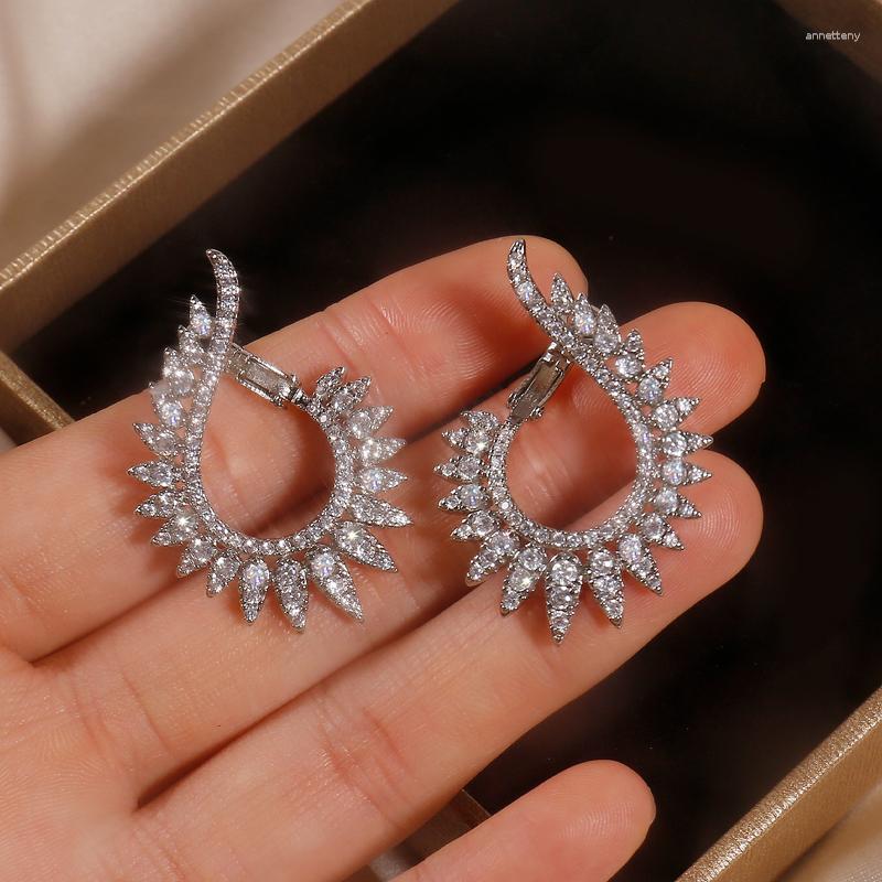 

Dangle Earrings Trendy Stud Earring For Women Brilliant Dramatic Open Loop CZ Bypass Hoops Korean Fashion Jewelry High Quality Drop