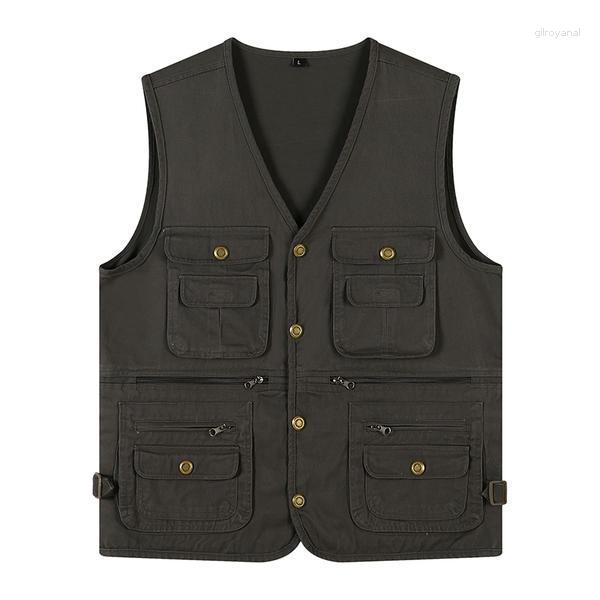 

Men's Vests More Pocket Ma3 Jia3 Custom Cotton Copper Deductions Waistcoat Pography Outdoor Tooling Vest Lettering, Black