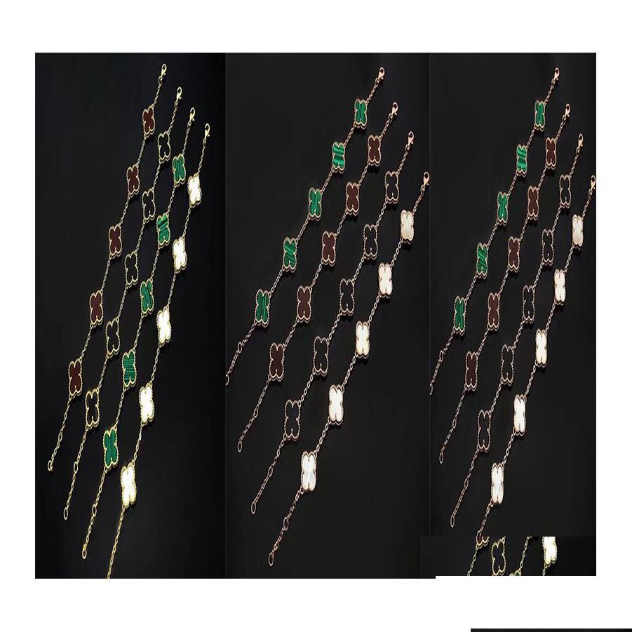 

Other Bracelets 14K 18K Gold Sier Plated Four Clovers Bracelet White Red Green Black Conch Whitout Diamond Five Dh0Wb