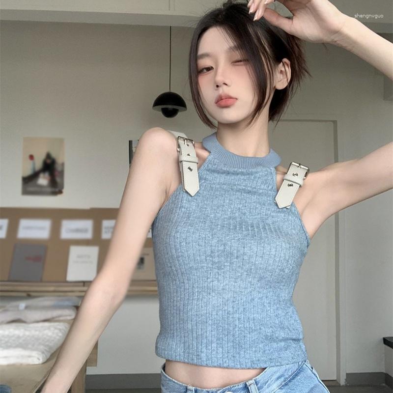 

Women's Tanks Women's Suspenders Y2K Tops Hanging Neck Collar Shoulder Loop