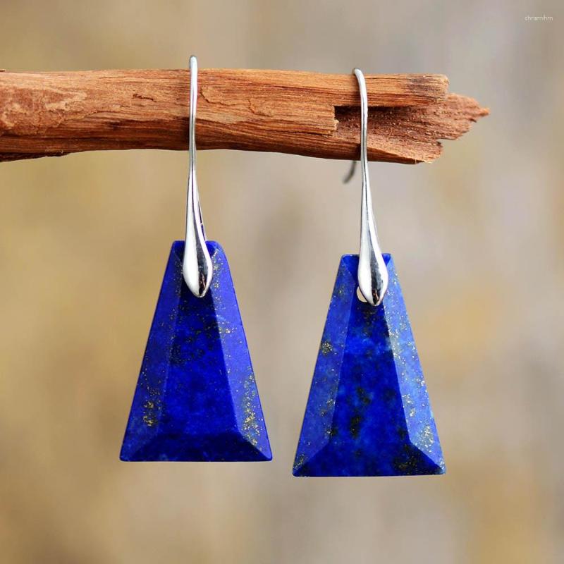 

Dangle Earrings Lapis Lazuli Drop For Women 2023 Trend Trapezoid Fashion Stone Earring Elegant Bold Jewelry Valentines Day Gifts