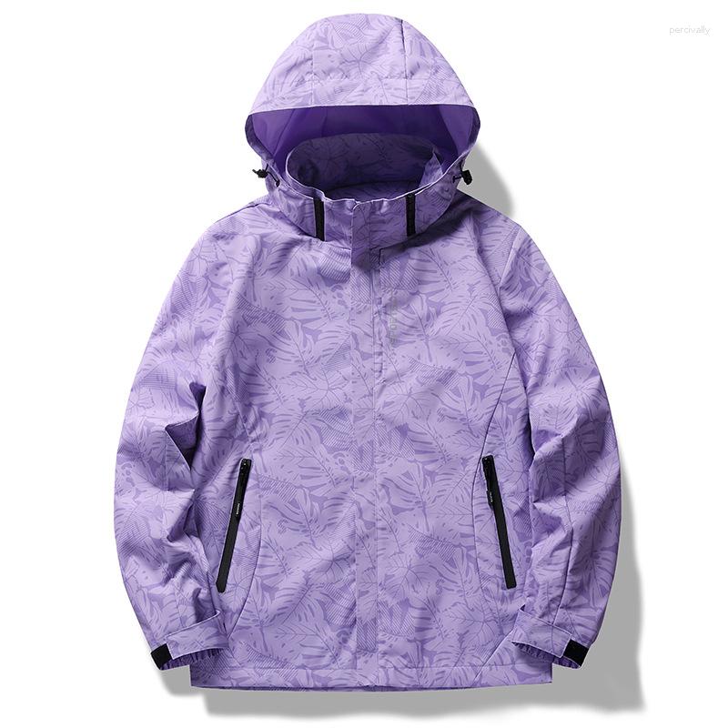 

Women's Jackets 2023 Spring Autumn Lightweight Waterproof Jacket For Hiking Travel With Removable Hooded Technical Coat Windbreaker, Purple