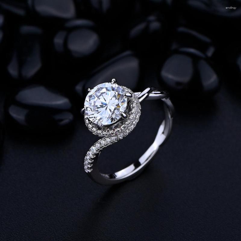 

Cluster Rings Original Design 925 Sterling Silver 8mm High Carbon Diamond Engagement Ring For Women Fine S925 Jewelry Rope Love Promise