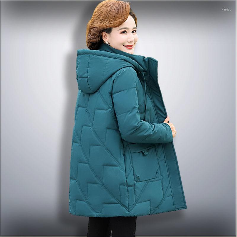 

Women's Trench Coats Fashion Middle-Aged Elderly Mothers Winter Clothes Thickened Down Cotton Padded Jacket Women Loose Warm Parkas Coat, Black