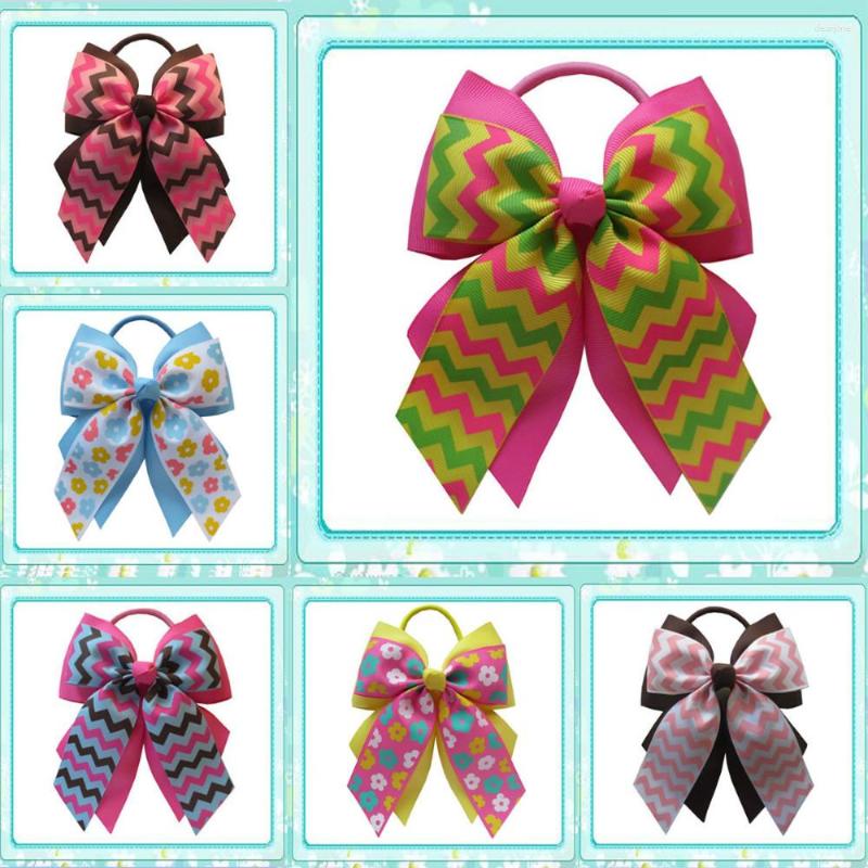

Hair Accessories 28pcs Happy Girl 4.5" C- Double Cheer Leader Bow Elastic, Picture shown