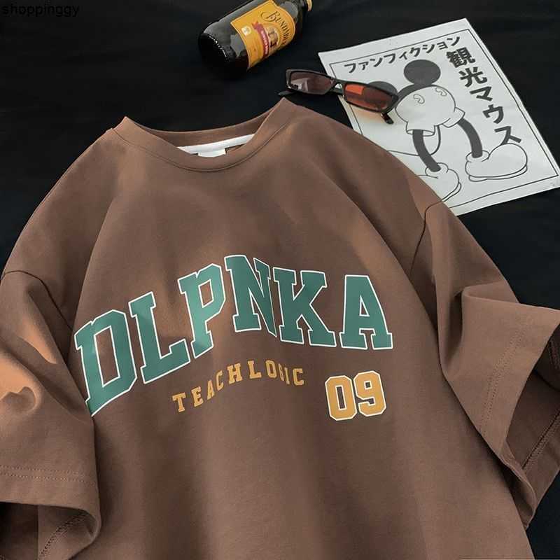 

T-shirts Tshirts American Retro Trendy Brand Letter Printing Summer Sleeved Y2k t Shirt Boys Loose Hip Hop High Street Half Tshirt230331, Black