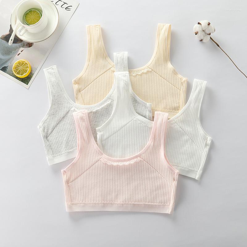 

Camisoles & Tanks Developing Primary School Students' Lingerie Girls' Pure Cotton Sling Tank Top ' Anti Protrusion Sports Bra, Beige