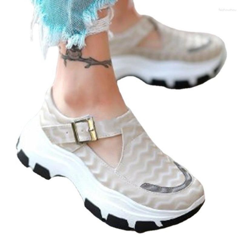 

Sandals Summer Thick Sole Casual Sneakers Shoes For Women Ankle Strap Leisure Gladiator Platform Spring Large Size 43, Black