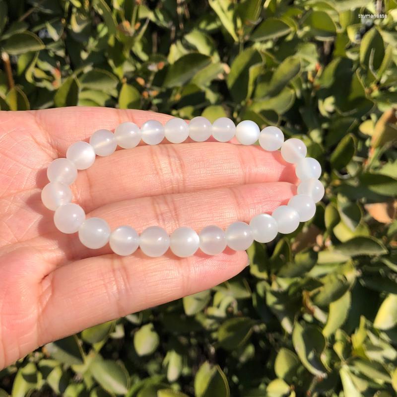 

Strand Beaded Strands Natural White Moonstone Bracelet Round Beads Crystal Healing Stones Raym22