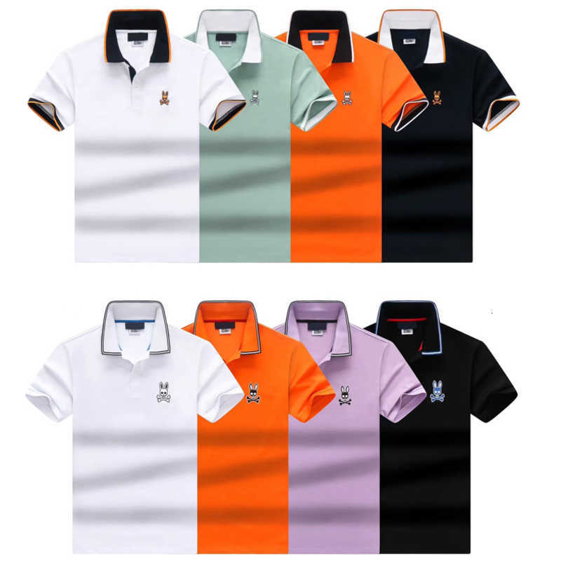 

Psychos T-shirt Fashion Bunnys Polo Designer Summer Casual Short Sleeve Breathable Skull Rabbit Print Sailor Neck Top Tshirt Tees Luxury Mens H0rw