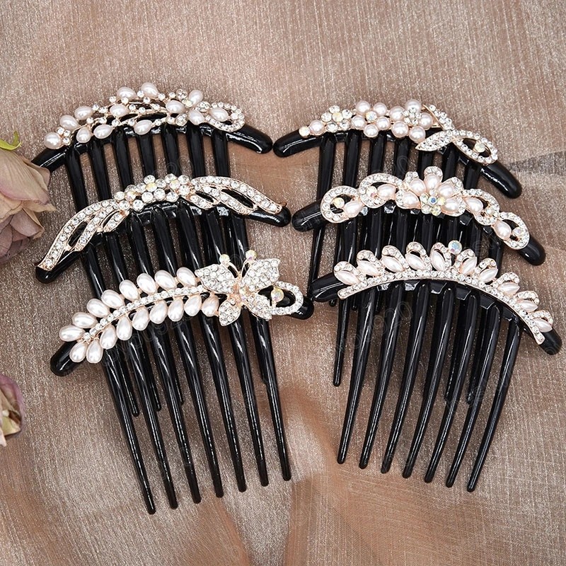 

Crystal Flower Hair Comb Banquet Hair Jewelry for Women Wedding Pearl Hair Clip Accessories Rhinestone Arylic Combs Hairpin