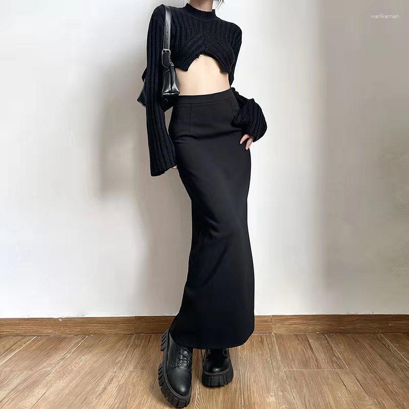 

Skirts Korean Style Cargo Maxi Skirt Women Fairy Grunge Harajuku Long Y2k Aesthetic Japanese Fashion Clothing, Black