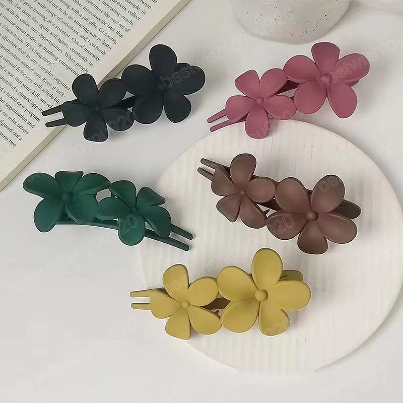 

Fashion Butterfly Flower Plastic Hair Clip for Women Girl Crystal Rhinestones Duckbill Clip Solid Color Hairpin Hair Accessories