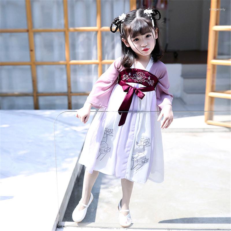

Ethnic Clothing Hanfu Girl Chinese Style Children's Clothes Baby Tang Suit Little Costume Sweet And Lovely Purple Evening Dress 2023